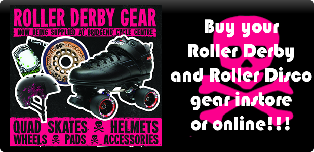 Roller Derby gear at Bridgend Cycle Centre