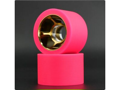 Bont Royal Assassin Roller Skate Wheels, 59mm 59mm Fluoro Pink / Gold 92a  click to zoom image