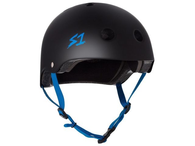S1 Lifer Helmet Black Matt inc Cyan Strap click to zoom image