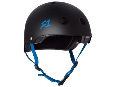 S1 Lifer Helmet Black Matt inc Cyan Strap 