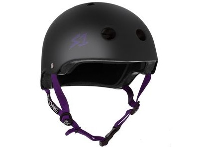 S1 Lifer Helmet Black Matt inc Purple Strap 