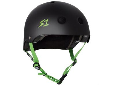 S1 Lifer Helmet  Black Matt inc Green Strap