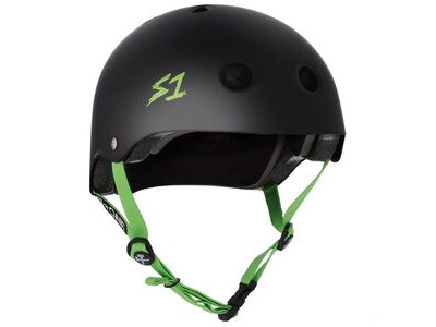 S1 Lifer Helmet  Black Matt inc Green Strap 