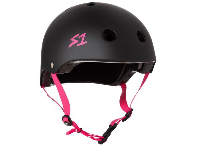 S1 Lifer Helmet Black Matt inc Pink Strap click to zoom image