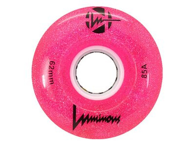 Luminous Wheels Light Up Quad Wheels (4 Pack) 62mm Pink Glitter, 85a  click to zoom image