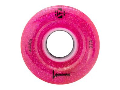 Luminous Wheels Light Up Quad Wheels (4 Pack) 58mm Pink Glitter 97a  click to zoom image