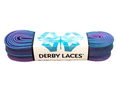Derby Laces Waxed Roller Derby Laces 108" 108" Purple & Teal Stripe  click to zoom image