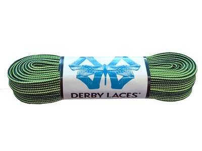 Derby Laces Waxed Roller Derby Laces 108" 108" Black & Lime Green Stripe  click to zoom image