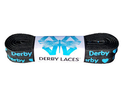 Derby Laces Waxed Roller Derby Laces 108" 108" Black Derby Heart  click to zoom image