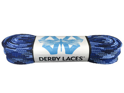 Derby Laces Waxed Roller Derby Laces 108" 108" Blue Camouflage  click to zoom image